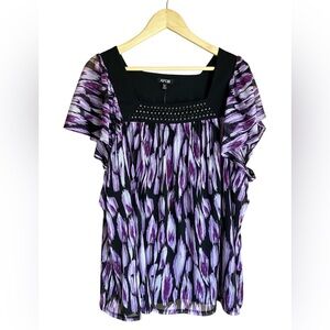 Apt. 9 Women's Black and Purple Top 3x